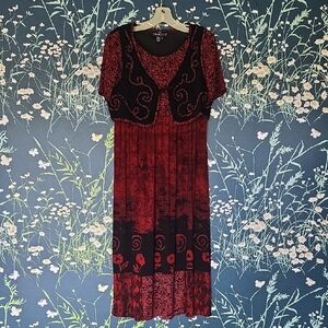 Carole Little Vintage Dress Red And Black Boho